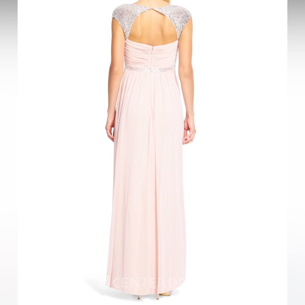 Adrianna Papell Long Dress Women’s Size 18 Pink Silver Sequins Gown bridesmaids‌ - Picture 4 of 15